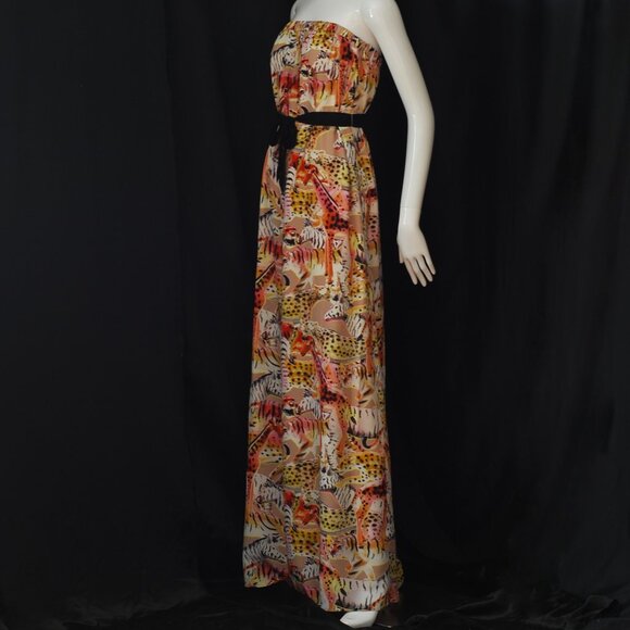 Mulberry Strapless Silk Animal Print Maxi Dress - England - Picture 2 of 6